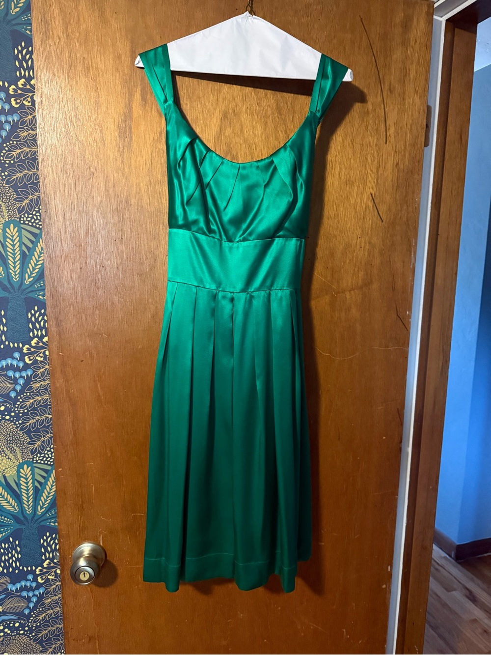 Maggy London Emerald Green Silk Midi Dress